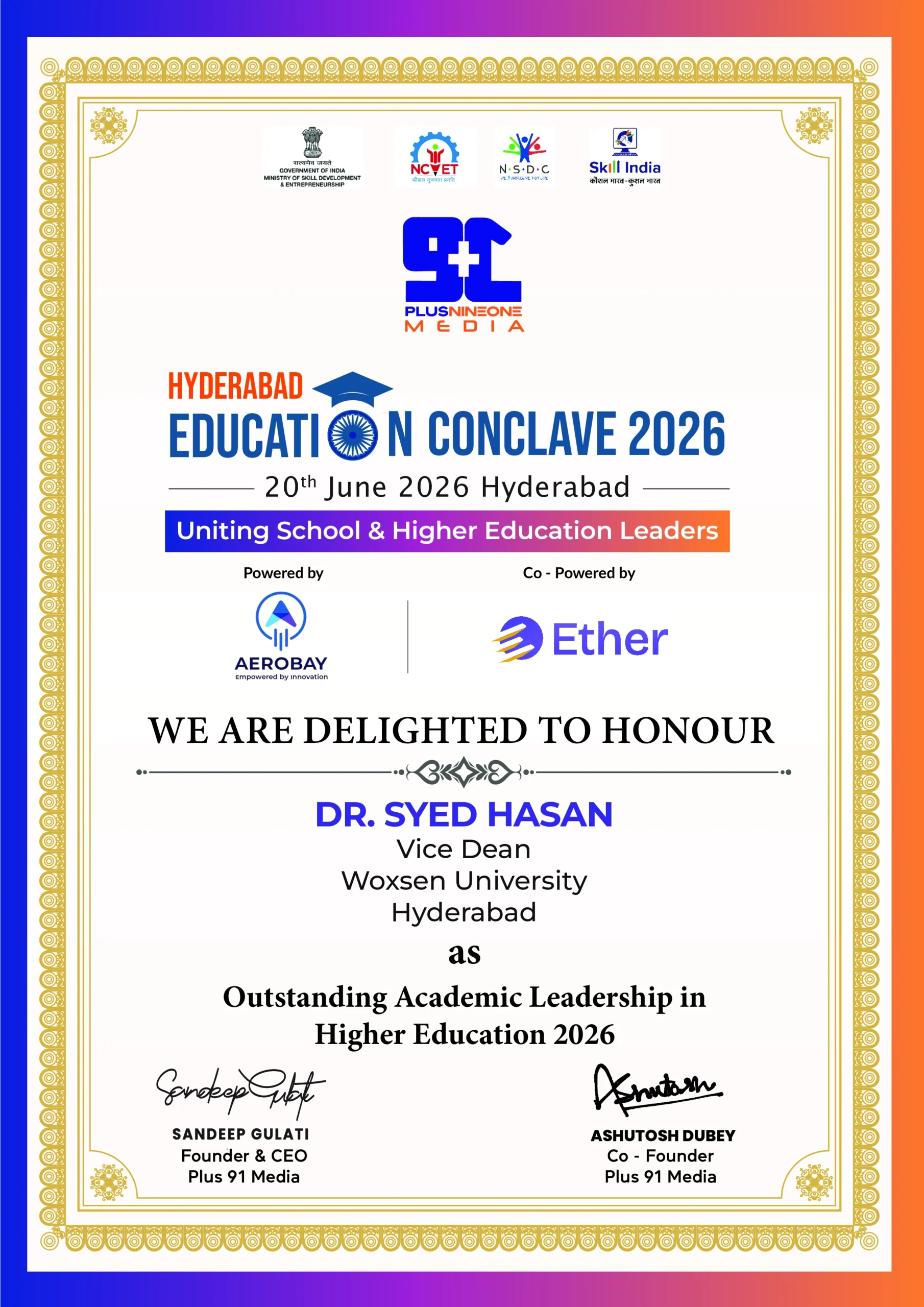 OUTSTANDING ACADEMIC LEADERSHIP IN HIGHER EDUCATION